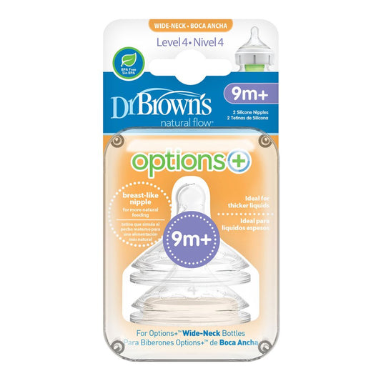 Dr. Brown's Options +, Wide Mouth Silicone Nipple Level 4, 9 Months
