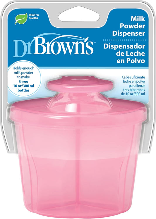 Dr. Brown's Baby Milk Powder Dispenser with Snap-On Lid for On-the-Go Feedings, Pink