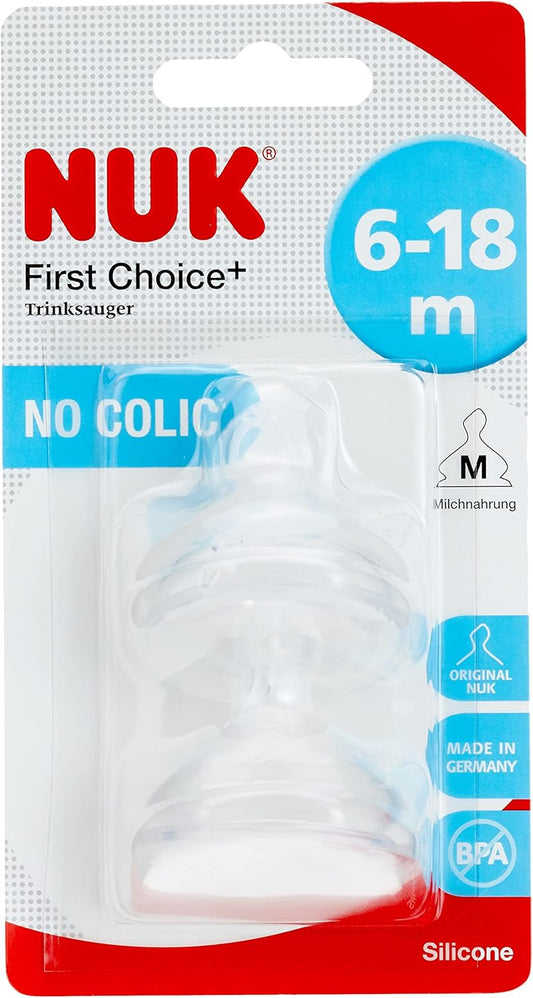Nuk First Choice Anti-Colic Latex Teats 2-Pack Orthodontic Nuk Shape (Medium Hole)