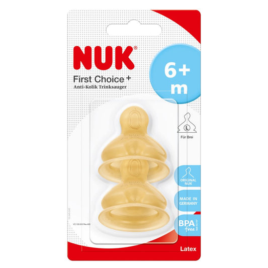 Nuk First Choice+ Silicone Teat 6-18 Months Fori Misura L Beige